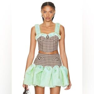 AREA AREA Checked wool and cotton top and miniskirt set Size 4 Like New